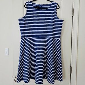 Talbots Sleeveless Royal Blue Striped Fit and Flare Dress 2X